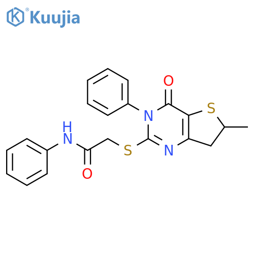 2-({6-methyl-4-oxo-3-phenyl-3H,4H,6H,7H-thieno3,2-dpyrimidin-2-yl}sulfanyl)-N-phenylacetamide structure