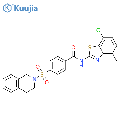 N-(7-chloro-4-methyl-1,3-benzothiazol-2-yl)-4-(1,2,3,4-tetrahydroisoquinoline-2-sulfonyl)benzamide structure