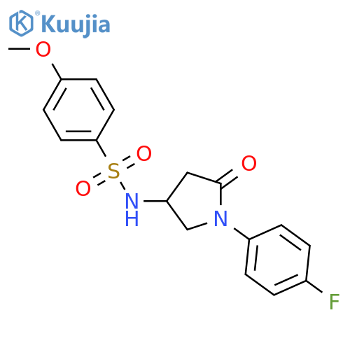 N-1-(4-fluorophenyl)-5-oxopyrrolidin-3-yl-4-methoxybenzene-1-sulfonamide structure