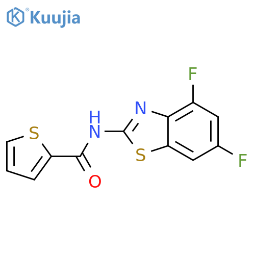 N-(4,6-difluoro-1,3-benzothiazol-2-yl)thiophene-2-carboxamide structure