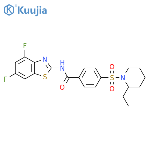 N-(4,6-difluoro-1,3-benzothiazol-2-yl)-4-(2-ethylpiperidin-1-yl)sulfonylbenzamide structure