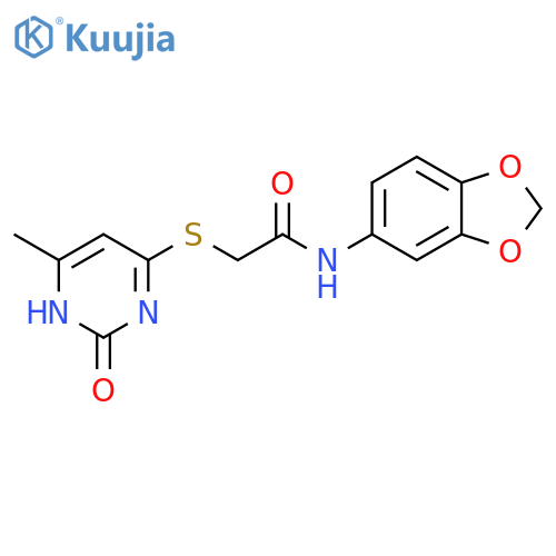 N-(2H-1,3-benzodioxol-5-yl)-2-(6-methyl-2-oxo-1,2-dihydropyrimidin-4-yl)sulfanylacetamide structure