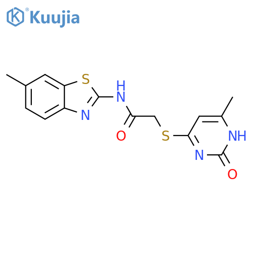 N-(6-methyl-1,3-benzothiazol-2-yl)-2-(6-methyl-2-oxo-1,2-dihydropyrimidin-4-yl)sulfanylacetamide structure
