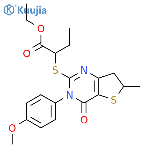 ethyl 2-{3-(4-methoxyphenyl)-6-methyl-4-oxo-3H,4H,6H,7H-thieno3,2-dpyrimidin-2-ylsulfanyl}butanoate structure