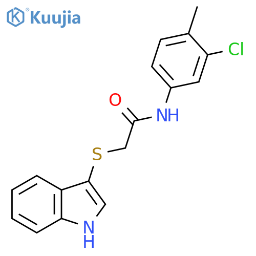 N-(3-chloro-4-methylphenyl)-2-(1H-indol-3-ylsulfanyl)acetamide structure