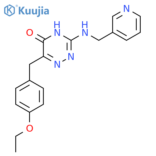 6-(4-ethoxyphenyl)methyl-3-{(pyridin-3-yl)methylamino}-4,5-dihydro-1,2,4-triazin-5-one structure