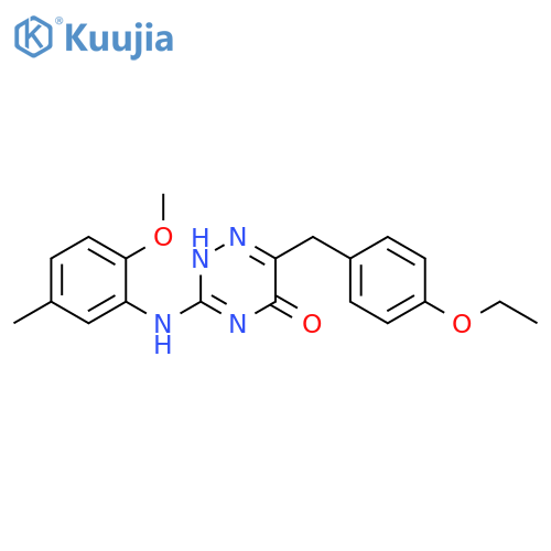 6-(4-ethoxyphenyl)methyl-3-(2-methoxy-5-methylphenyl)amino-4,5-dihydro-1,2,4-triazin-5-one structure