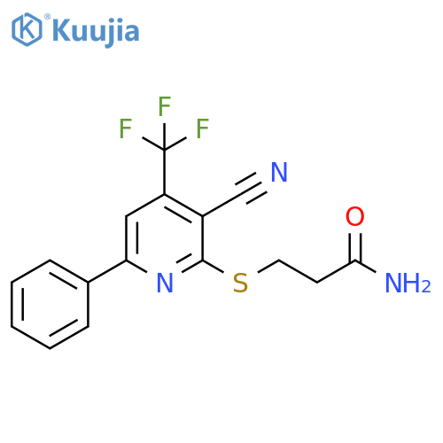 3-{3-cyano-6-phenyl-4-(trifluoromethyl)pyridin-2-ylsulfanyl}propanamide structure