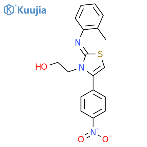 2-(2Z)-2-(2-methylphenyl)imino-4-(4-nitrophenyl)-2,3-dihydro-1,3-thiazol-3-ylethan-1-ol structure