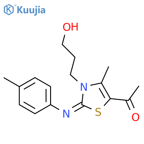 1-(2Z)-3-(3-hydroxypropyl)-4-methyl-2-(4-methylphenyl)imino-2,3-dihydro-1,3-thiazol-5-ylethan-1-one structure