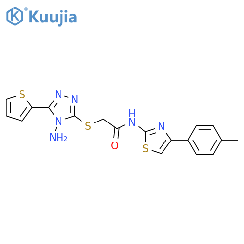 2-{4-amino-5-(thiophen-2-yl)-4H-1,2,4-triazol-3-ylsulfanyl}-N-4-(4-methylphenyl)-1,3-thiazol-2-ylacetamide structure