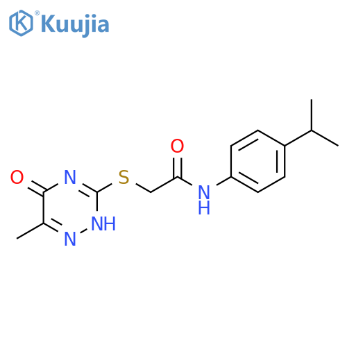 2-(6-methyl-5-oxo-4,5-dihydro-1,2,4-triazin-3-yl)sulfanyl-N-4-(propan-2-yl)phenylacetamide structure