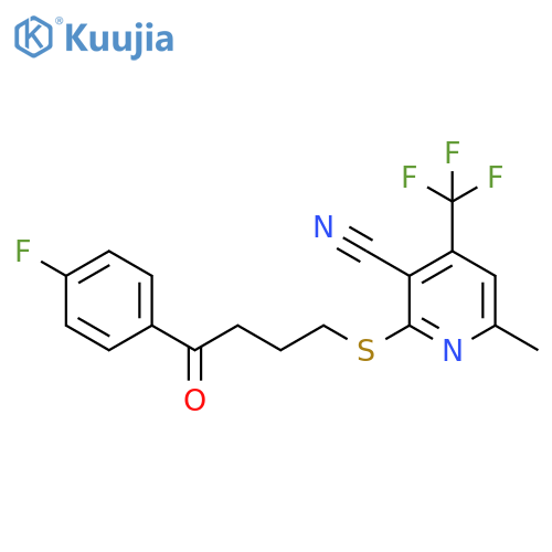 2-{4-(4-fluorophenyl)-4-oxobutylsulfanyl}-6-methyl-4-(trifluoromethyl)pyridine-3-carbonitrile structure