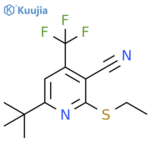 6-tert-butyl-2-(ethylsulfanyl)-4-(trifluoromethyl)pyridine-3-carbonitrile structure