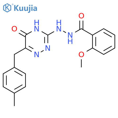 2-methoxy-N'-{6-(4-methylphenyl)methyl-5-oxo-4,5-dihydro-1,2,4-triazin-3-yl}benzohydrazide structure