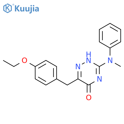 6-(4-ethoxyphenyl)methyl-3-methyl(phenyl)amino-4,5-dihydro-1,2,4-triazin-5-one structure
