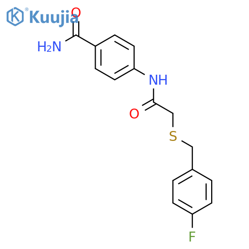 4-({[(4-fluorobenzyl)sulfanyl]acetyl}amino)benzamide structure