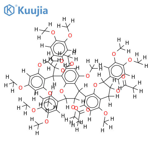 tetra-O-methyl-3-O-acetyl-(-)-epicatechin-(4beta,8)-tetra-O-methyl-3-O-acetyl-(-)-epicatechin-(4beta,8)-tetra-O-methyl-3-O-acetyl-(+)-catechin structure
