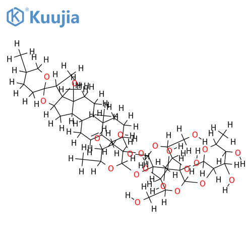(25R)-3beta,17alpha-dihydroxyspirostan-5-ene-3-O-beta-D-glucopyranosyl-(1->2)-O-alpha-L-rhamnopyranosyl-(1->4)-O-[alpha-L-rhamnopyranosyl-(1->2)]-O-beta-D-glucopyranoside structure