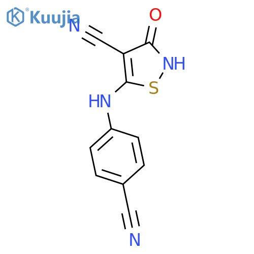4-Isothiazolecarbonitrile, 5-[(4-cyanophenyl)amino]-2,3-dihydro-3-oxo- structure