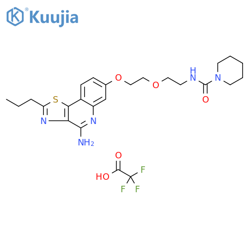 1-Piperidinecarboxamide,N-[2-[2-[(4-amino-2-propylthiazolo[4,5-c]quinolin-7-yl)oxy]ethoxy]ethyl]-,mono(trifluoroacetate) structure
