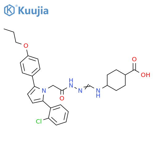 Cyclohexanecarboxylic acid,4-[[[[[2-(2-chlorophenyl)-5-(4-propoxyphenyl)-1H-pyrrol-1-yl]acetyl]amino]iminomethyl]amino]- structure