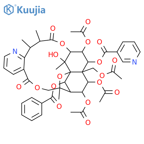 Per(deacyl)euojaponin; 1-O-(3-Pyridinecarbonyl), 6-benzoyl, 2,8,9,14-tetra-Ac structure