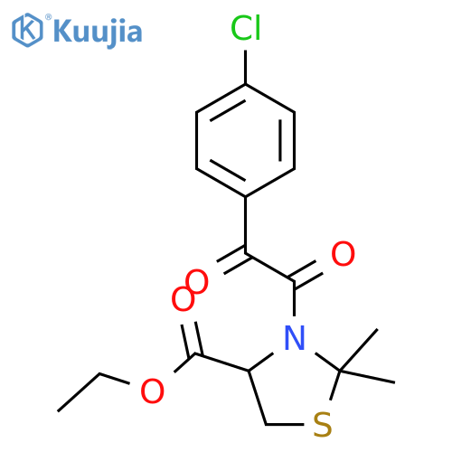 4-Thiazolidinecarboxylic acid,3-[(4-chlorophenyl)oxoacetyl]-2,2-dimethyl-, ethyl ester, (4R)- structure