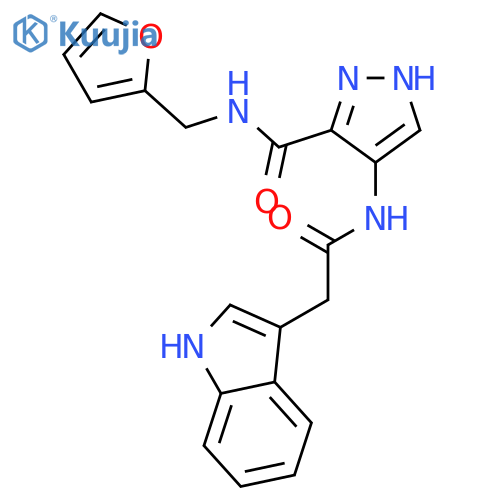 1H-Indole-3-acetamide,N-[3-[[(2-furanylmethyl)amino]carbonyl]-1H-pyrazol-4-yl]- structure