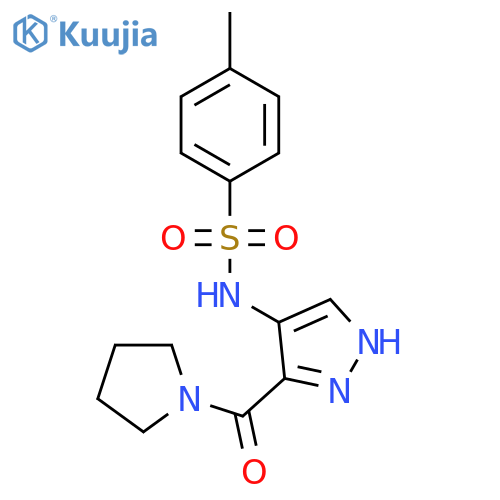 Pyrrolidine,1-[[4-[[(4-methylphenyl)sulfonyl]amino]-1H-pyrazol-3-yl]carbonyl]- structure