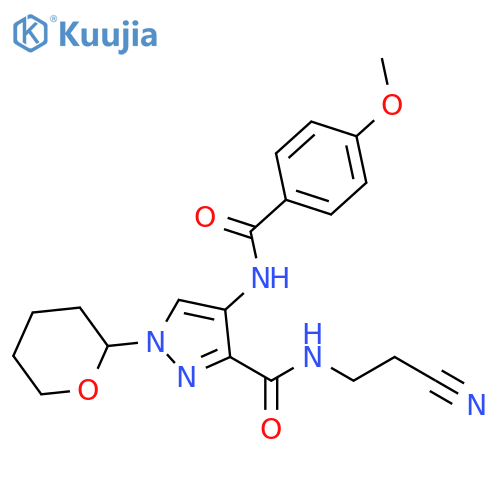 1H-Pyrazole-3-carboxamide,N-(2-cyanoethyl)-4-[(4-methoxybenzoyl)amino]-1-(tetrahydro-2H-pyran-2-yl)- structure