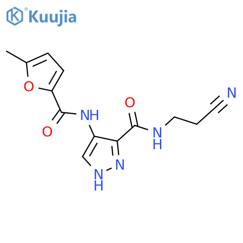 1H-Pyrazole-3-carboxamide,N-(2-cyanoethyl)-4-[[(5-methyl-2-furanyl)carbonyl]amino]- structure