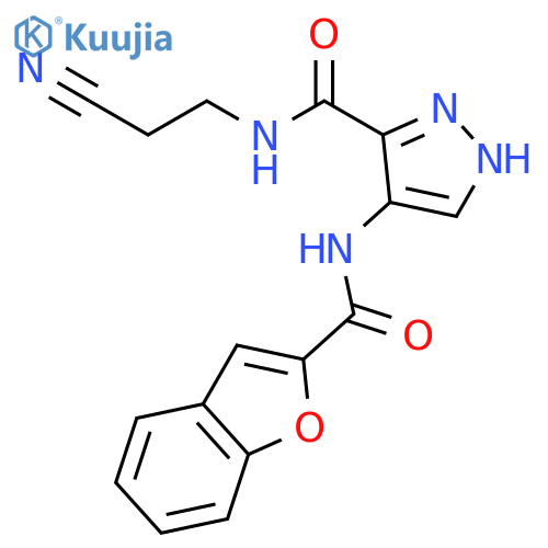 1H-Pyrazole-3-carboxamide,4-[(2-benzofuranylcarbonyl)amino]-N-(2-cyanoethyl)- structure