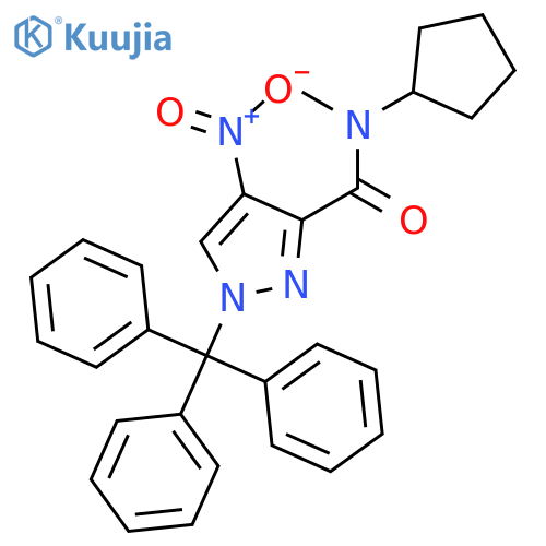 1H-Pyrazole-3-carboxamide,N-cyclopentyl-N-methyl-4-nitro-1-(triphenylmethyl)- structure