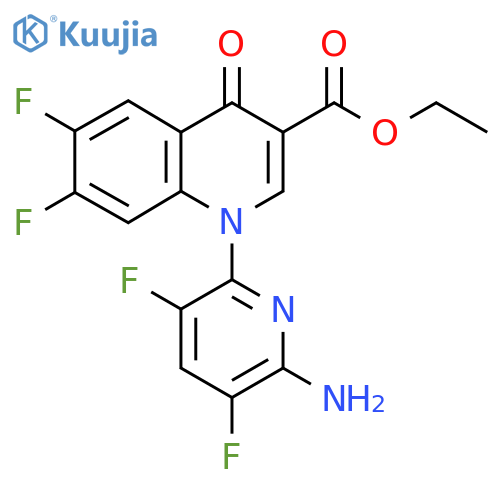 ethyl 1-(6-amino-3,5-difluoro-2-pyridyl)-6,7-difluoro-4-oxo-quinoline-3-carboxylate structure