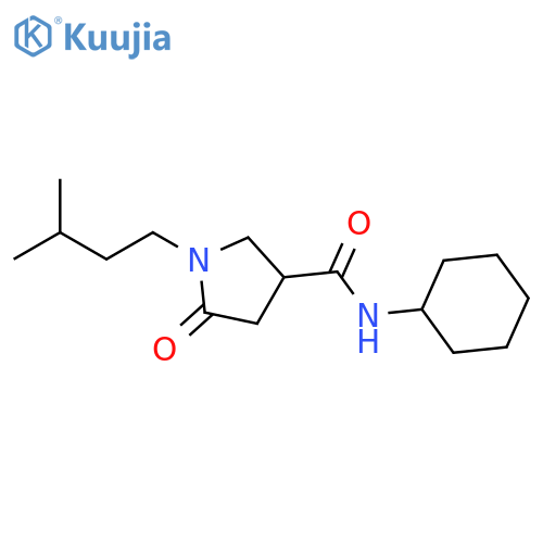 N-cyclohexyl-1-(3-methylbutyl)-5-oxopyrrolidine-3-carboxamide structure