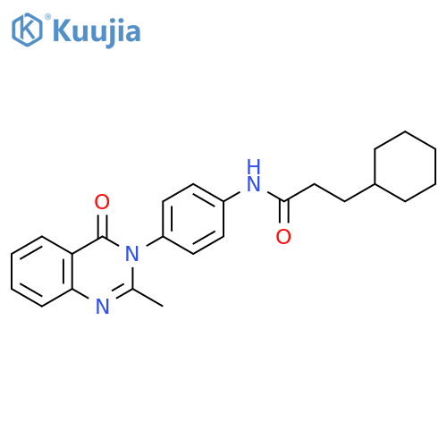 3-cyclohexyl-N-4-(2-methyl-4-oxo-3,4-dihydroquinazolin-3-yl)phenylpropanamide structure