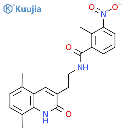 N-2-(5,8-dimethyl-2-oxo-1,2-dihydroquinolin-3-yl)ethyl-2-methyl-3-nitrobenzamide structure