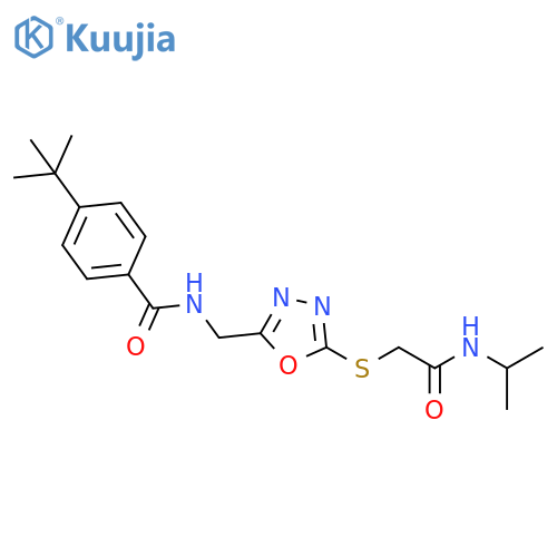 4-tert-butyl-N-{5-({(propan-2-yl)carbamoylmethyl}sulfanyl)-1,3,4-oxadiazol-2-ylmethyl}benzamide structure