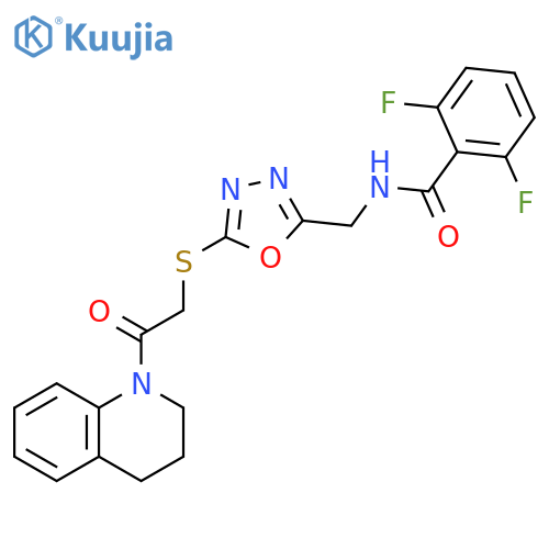 2,6-difluoro-N-(5-{2-oxo-2-(1,2,3,4-tetrahydroquinolin-1-yl)ethylsulfanyl}-1,3,4-oxadiazol-2-yl)methylbenzamide structure