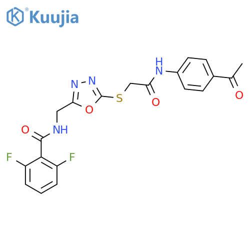 N-{5-({(4-acetylphenyl)carbamoylmethyl}sulfanyl)-1,3,4-oxadiazol-2-ylmethyl}-2,6-difluorobenzamide structure