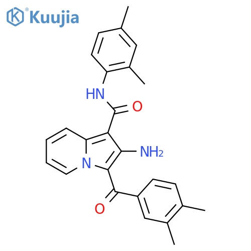 2-amino-3-(3,4-dimethylbenzoyl)-N-(2,4-dimethylphenyl)indolizine-1-carboxamide structure