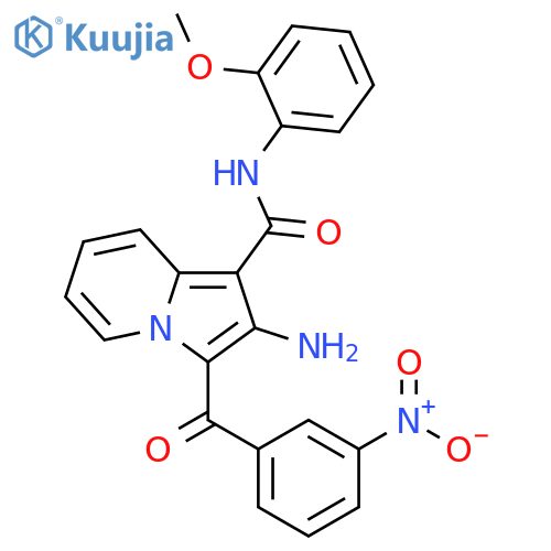 2-amino-N-(2-methoxyphenyl)-3-(3-nitrobenzoyl)indolizine-1-carboxamide structure