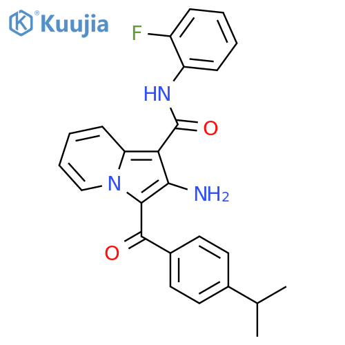 2-amino-N-(2-fluorophenyl)-3-4-(propan-2-yl)benzoylindolizine-1-carboxamide structure