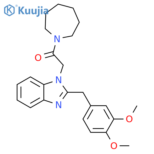 1-(azepan-1-yl)-2-{2-(3,4-dimethoxyphenyl)methyl-1H-1,3-benzodiazol-1-yl}ethan-1-one structure