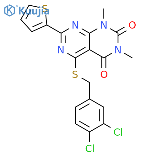 5-{(3,4-dichlorophenyl)methylsulfanyl}-1,3-dimethyl-7-(thiophen-2-yl)-1H,2H,3H,4H-1,3diazino4,5-dpyrimidine-2,4-dione structure