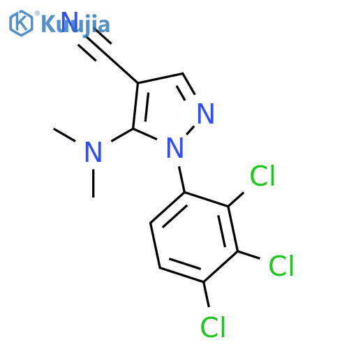1H-PYRAZOLE-4-CARBONITRILE, 5-(DIMETHYLAMINO)-1-(2,3,4-TRICHLOROPHENYL)- structure