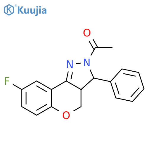 [1]Benzopyrano[4,3-c]pyrazole,2-acetyl-8-fluoro-2,3,3a,4-tetrahydro-3-phenyl- structure