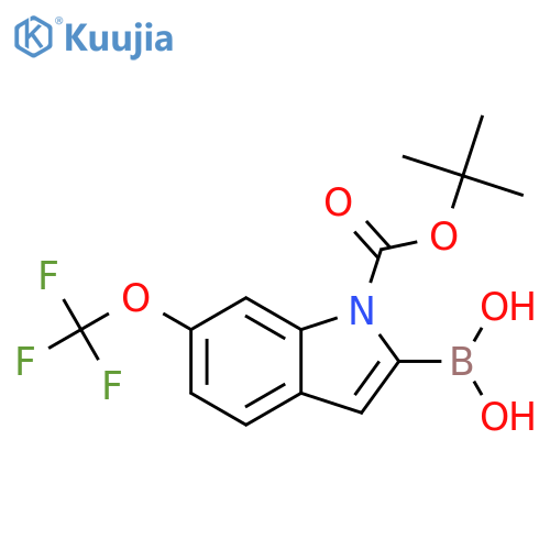 2-borono-6-(trifluoromethoxy)-1H-indole-1-carboxylic acid-1-(1,1-dimethylethyl) ester structure