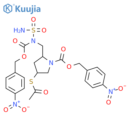 1-PYRROLIDINECARBOXYLIC ACID, 4-(ACETYLTHIO)-2-[[(AMINOSULFONYL)[[(4-NITROPHENYL)METHOXY]CARBONYL]AMINO]METHYL]-, (4-NITROPHENYL)METHYL ESTER structure